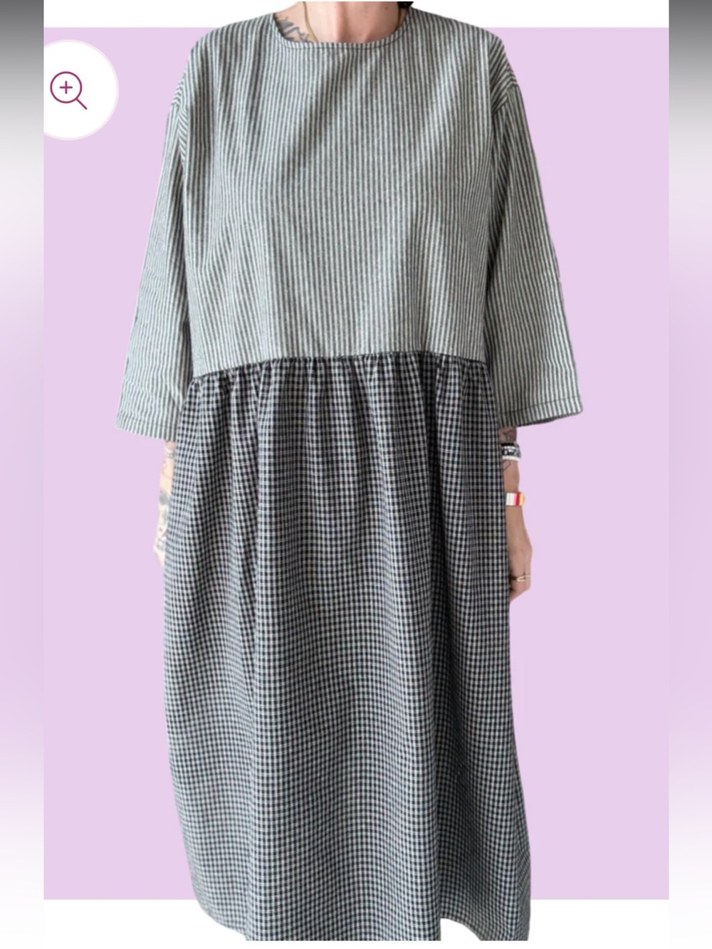 Women's Black & White Gingham Oversized “House” Dress